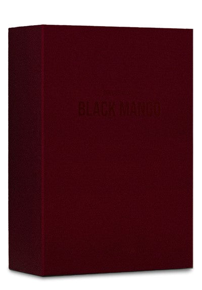 BORNTOSTANDOUT Black Mango perfume dark red boxed packaging with subtle embossed text