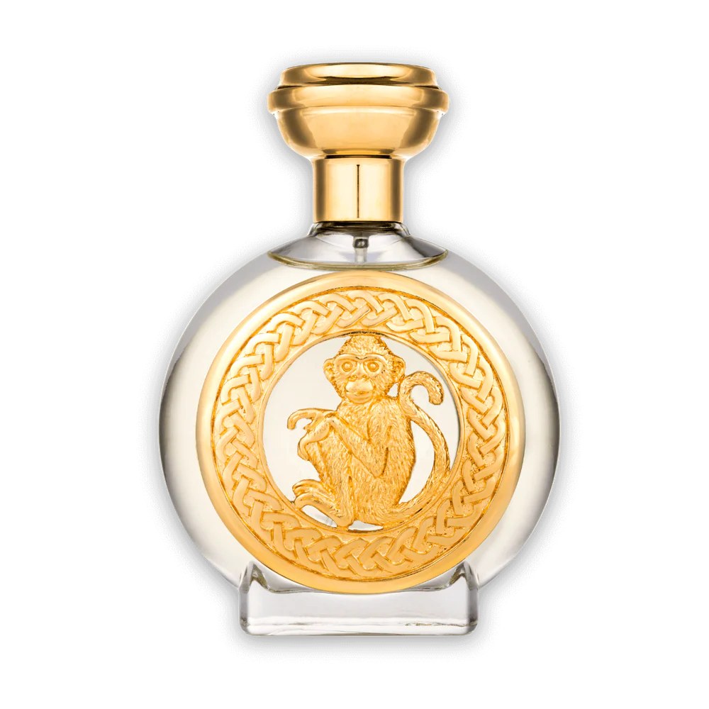 Boadicea the Victorious Hanuman perfume in an ornate glass bottle with a golden monkey design