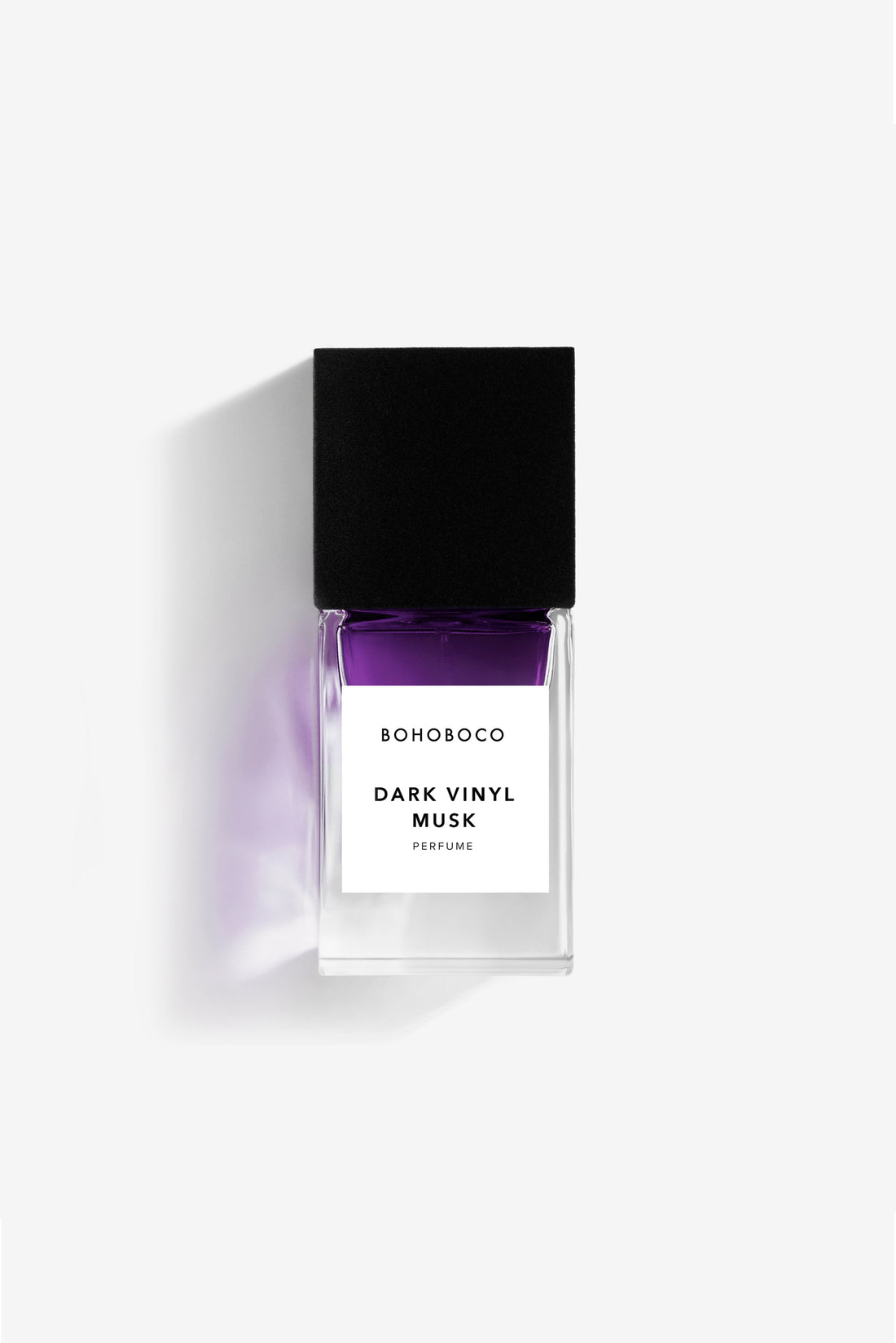 BOHOBOCO Dark Vinyl Musk Perfume in a sleek bottle with a black cap for a captivating fragrance experience