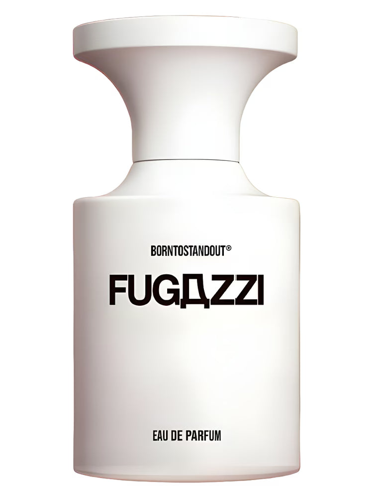 BORNTOSTANDOUT Fugazzi perfume 50ml white bottle with modern design and Eau de Parfum label