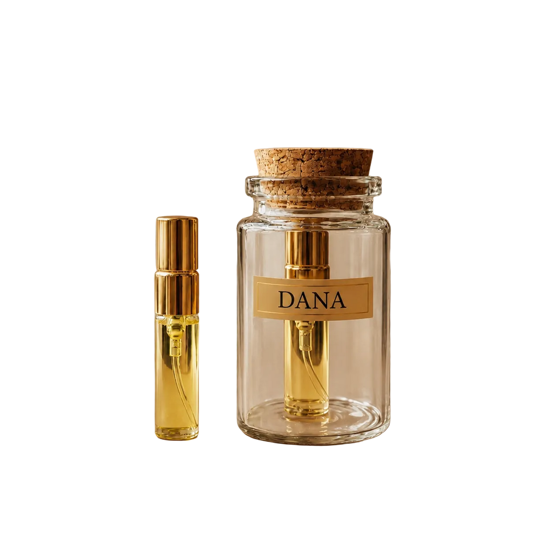The Scent Library DANA - Sample 3ml with vial and corked bottle featuring floral notes
