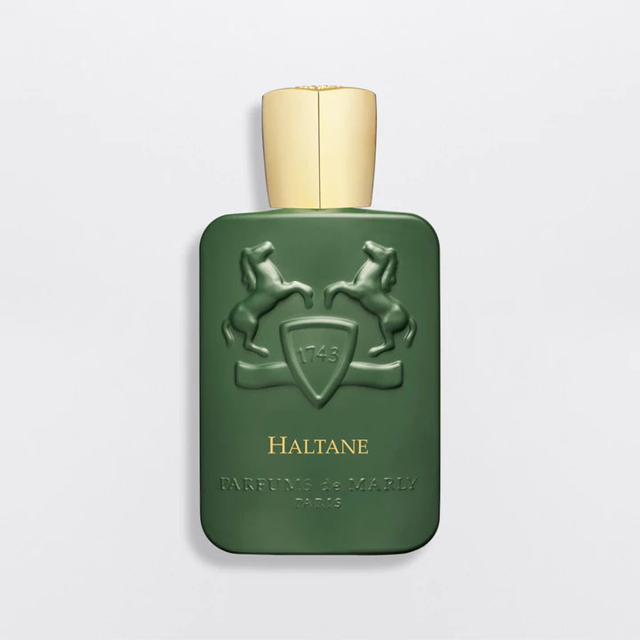 Green bottle of Parfums De Marly Haltane EDP perfume with gold cap buy Parfums De Marly Haltane EDP online