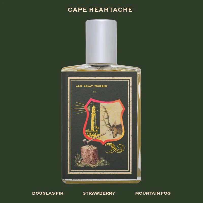 Imaginary Authors Cape Heartache perfume 50ml with lighthouse and deer label design