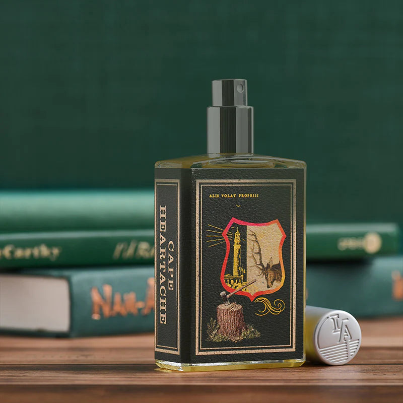 Imaginary Authors Cape Heartache perfume 50ml with lighthouse and deer label design