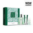 Pour Un Homme De Caron gift set with green and white packaging including perfume, lotion, and two small bottles
