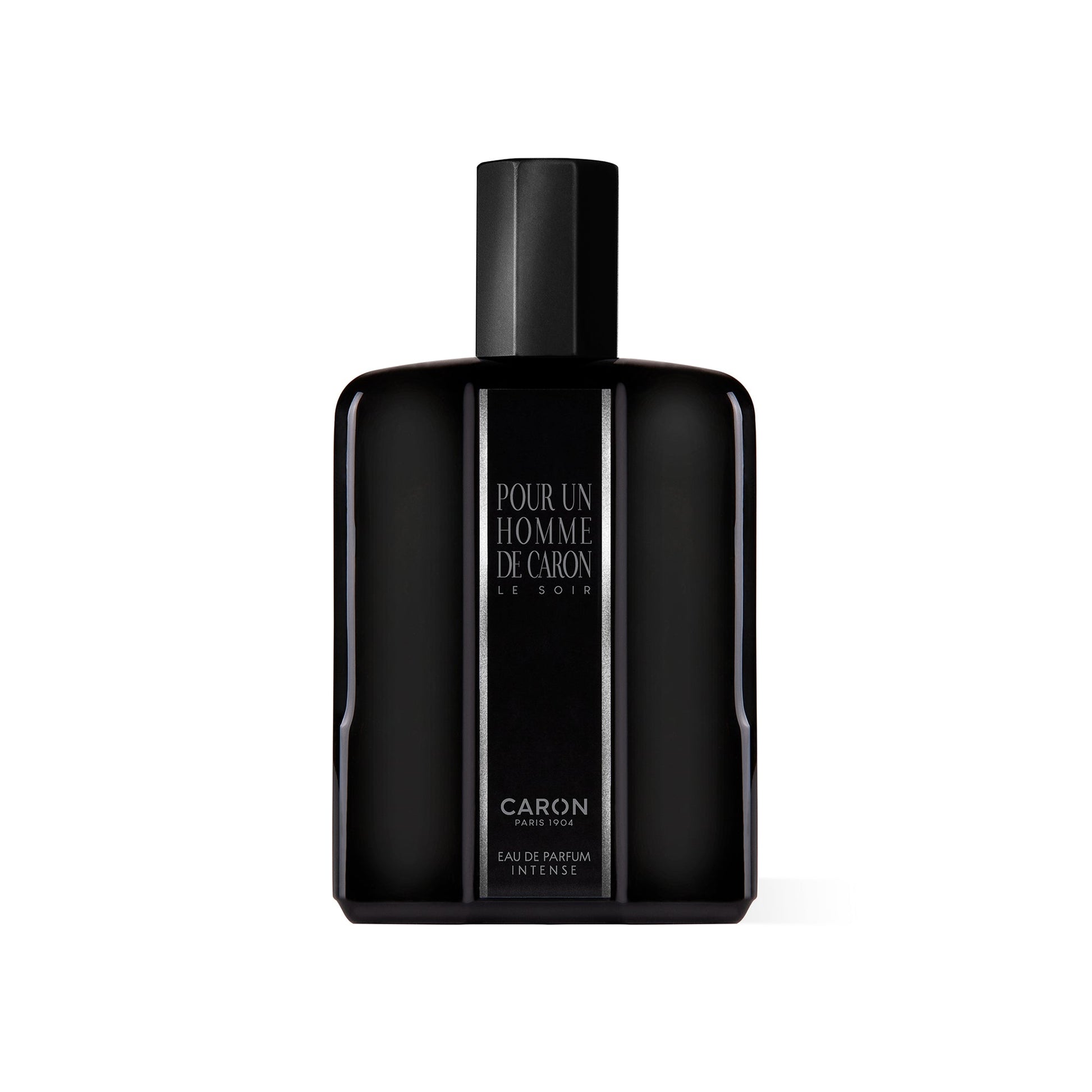 Caron Pour Un Homme de Caron Le Soir black perfume bottle with sleek design