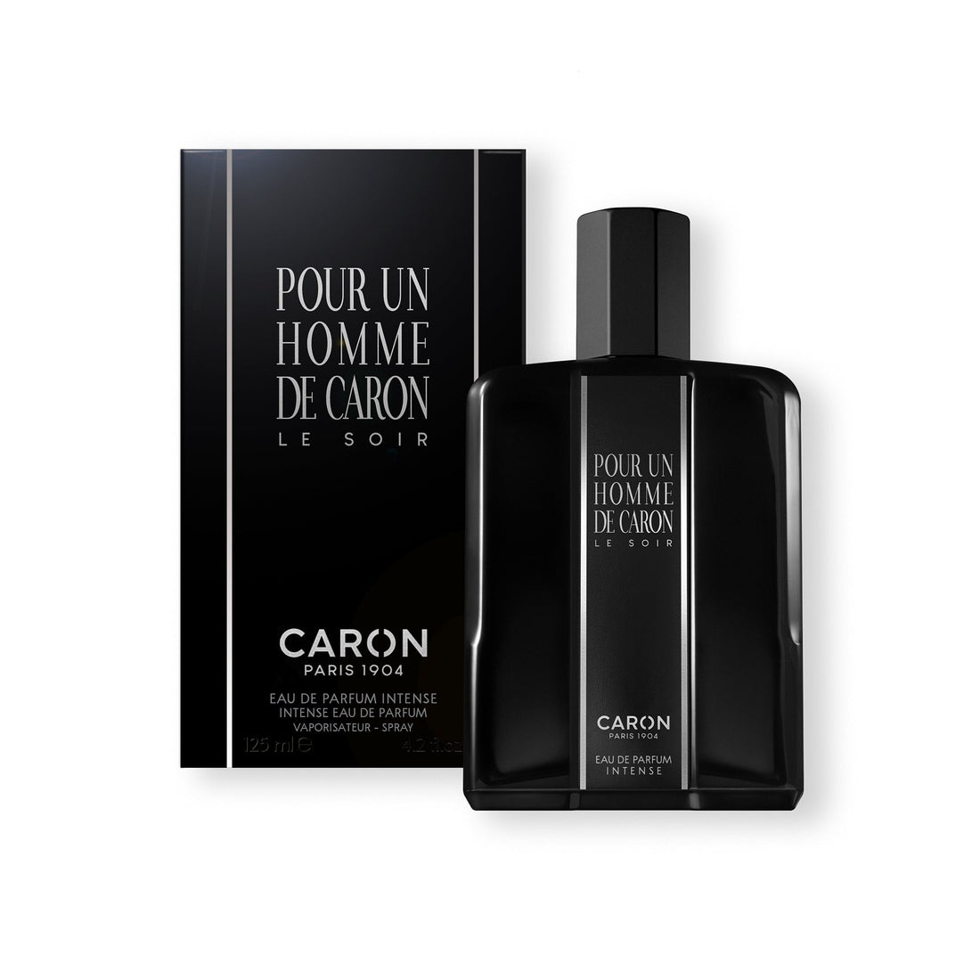 Caron Pour Un Homme de Caron Le Soir black perfume bottle with sleek design
