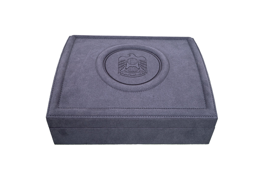 Scent Library charcoal velvet fragrance box with black perfume bottle and elegant packaging inside