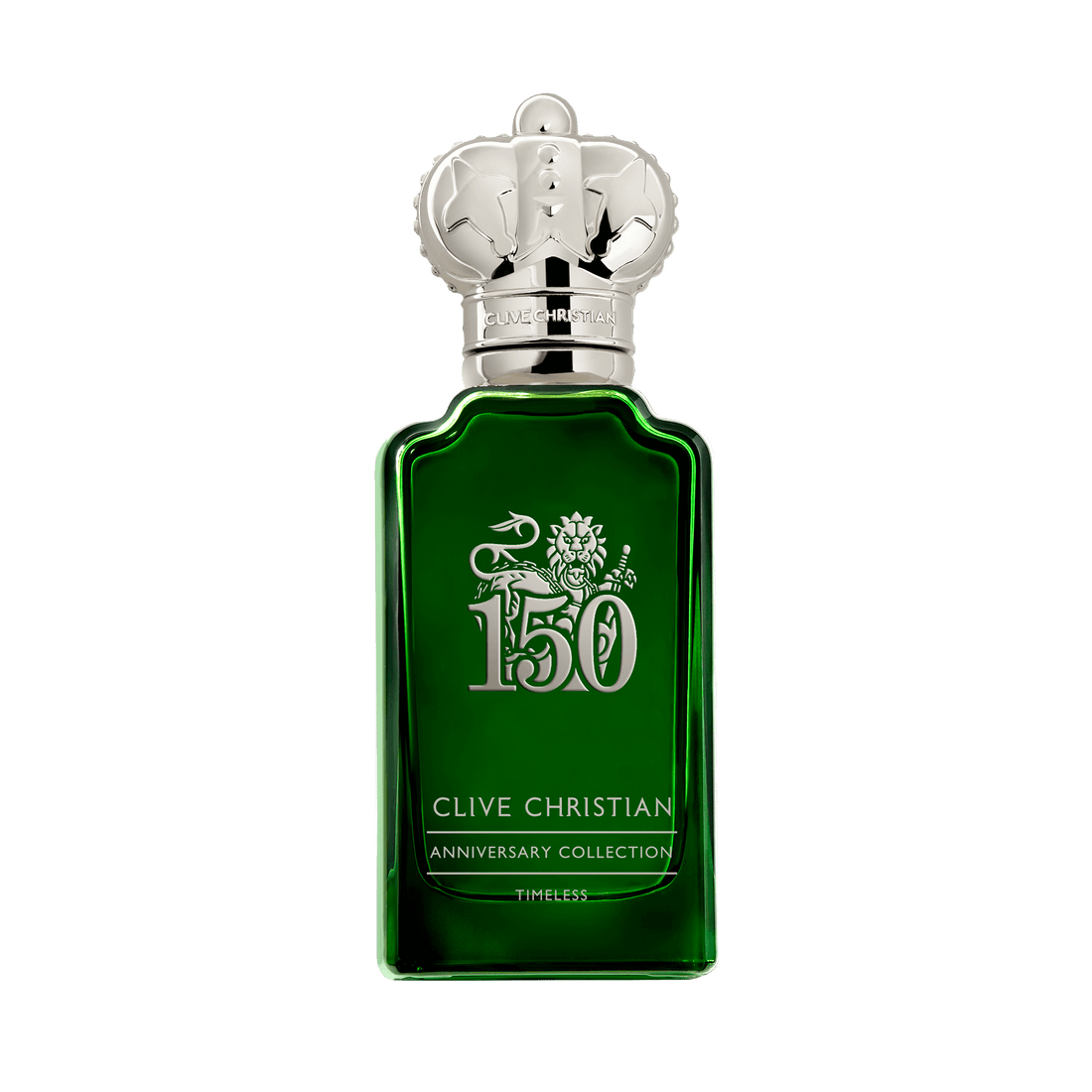 Clive Christian limited edition unisex perfume in green bottle with silver crown cap from Anniversary Collection