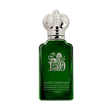 Clive Christian limited edition unisex perfume in green bottle with silver crown cap from Anniversary Collection
