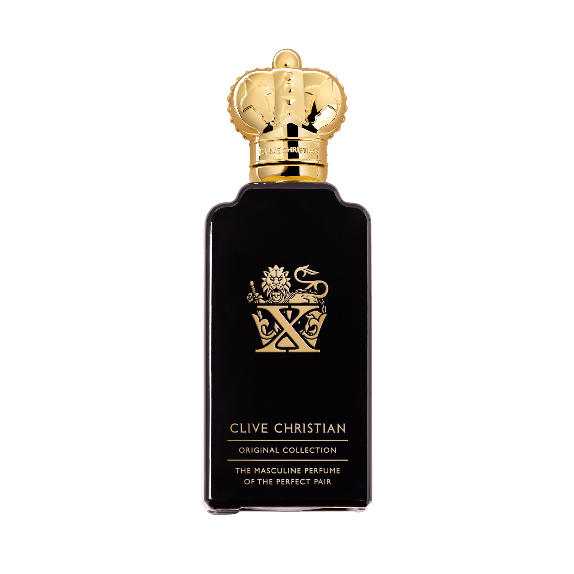 Clive Christian original collection X masculine fragrance black bottle with gold crown cap