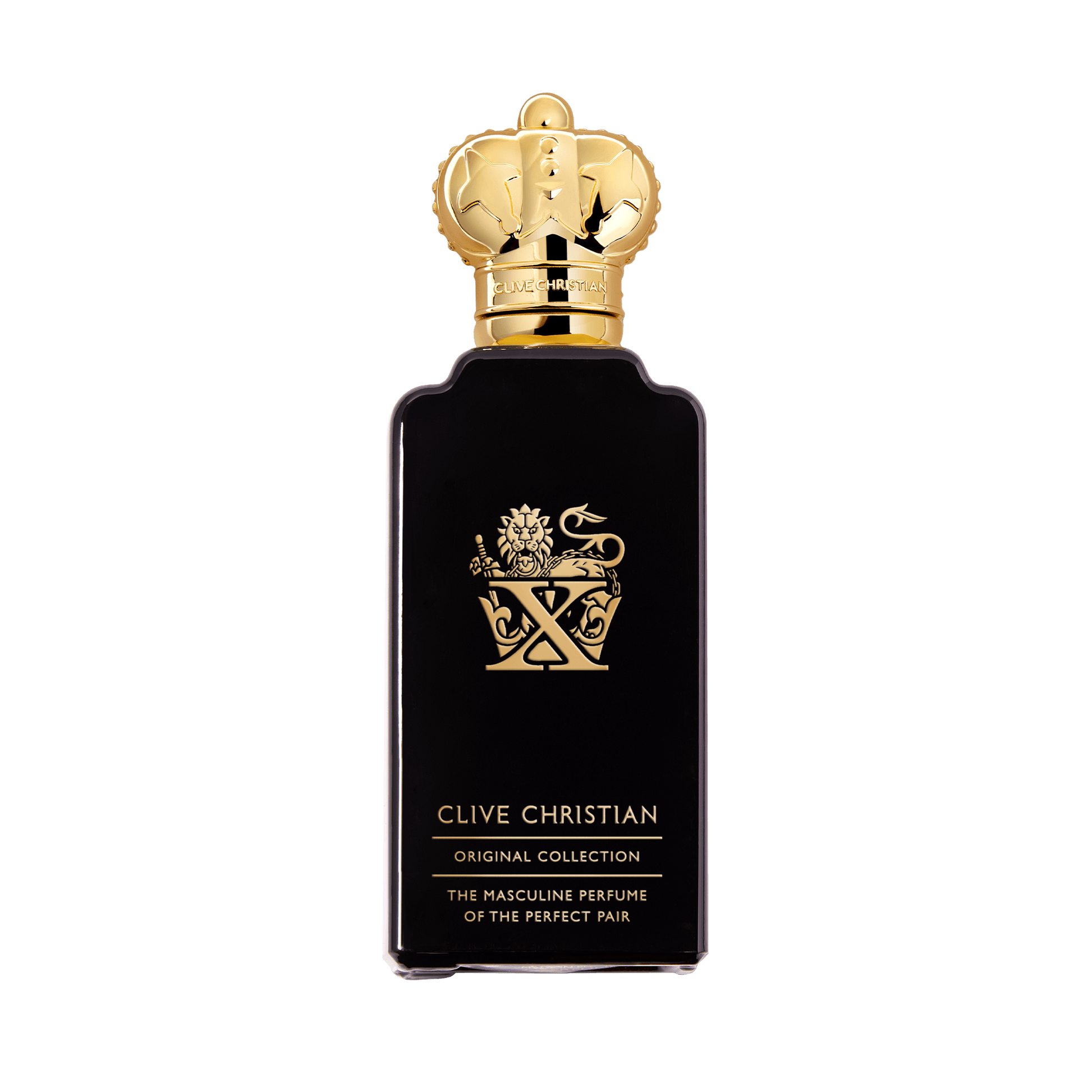 Clive Christian original collection X masculine fragrance black bottle with gold crown cap