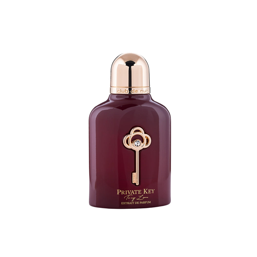 ARMAF Club de Nuit Private Key perfume bottle with dark purple casing and gold key design