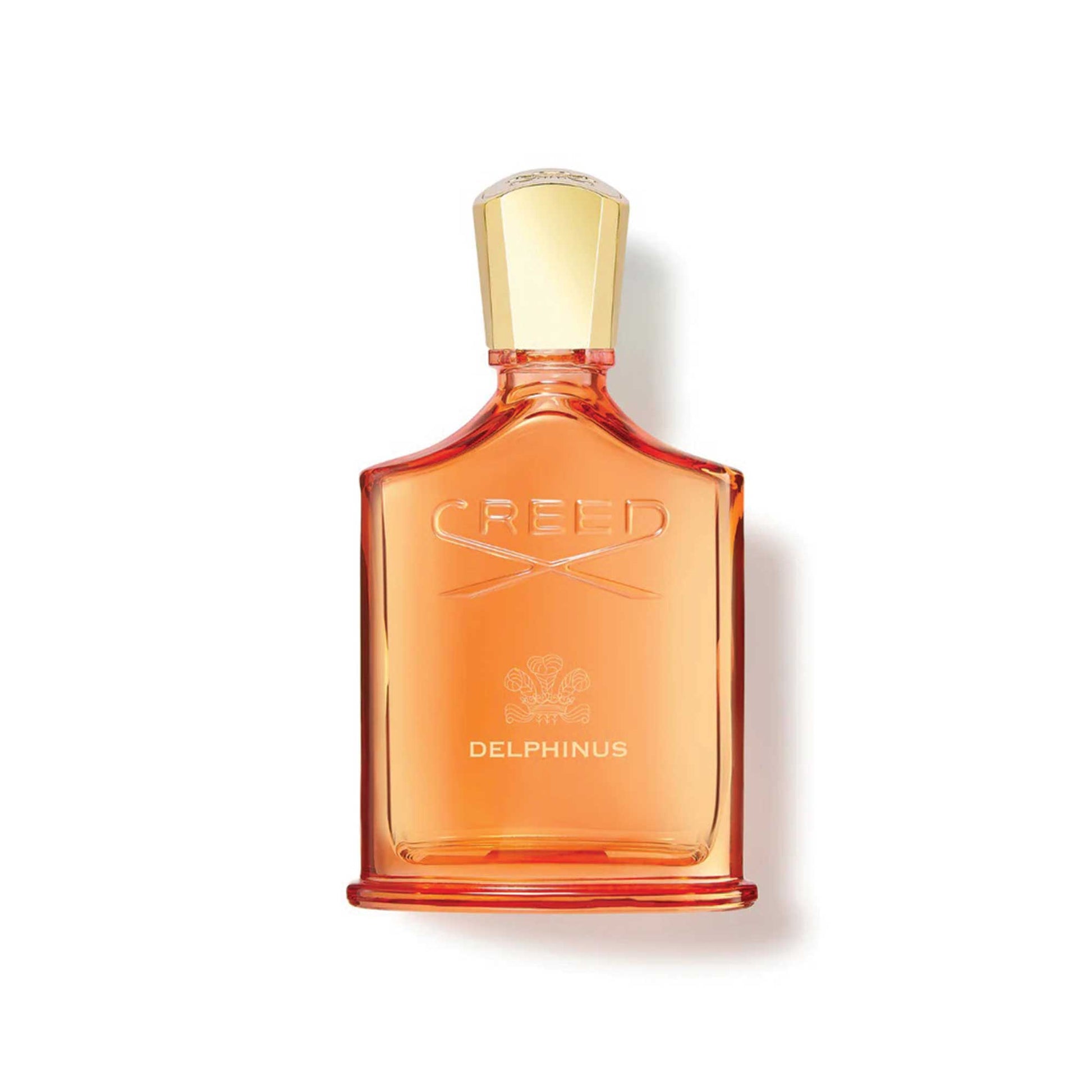 100ml Creed Delphinus for men perfume bottle with amber liquid and gold cap