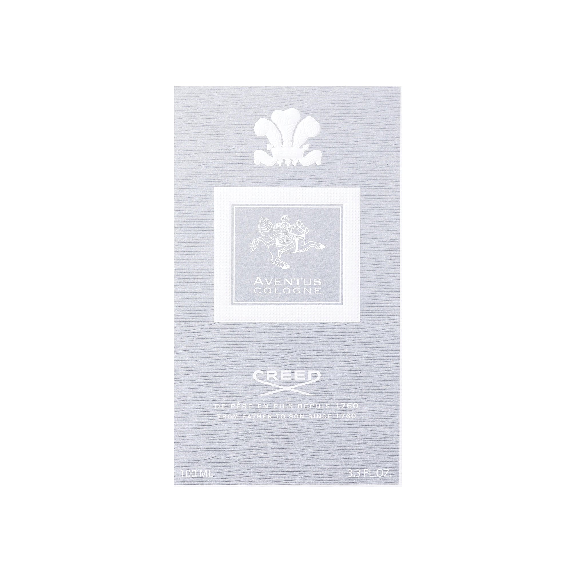 Creed Aventus Cologne 100ml boxed perfume with elegant silver packaging and embossed logo