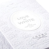Creed Love In White 75ml for sale luxury perfume box with embossed white design and silver lettering