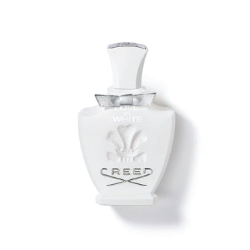 Creed Love In White 75ml for sale white perfume bottle with silver bow and embossed logo