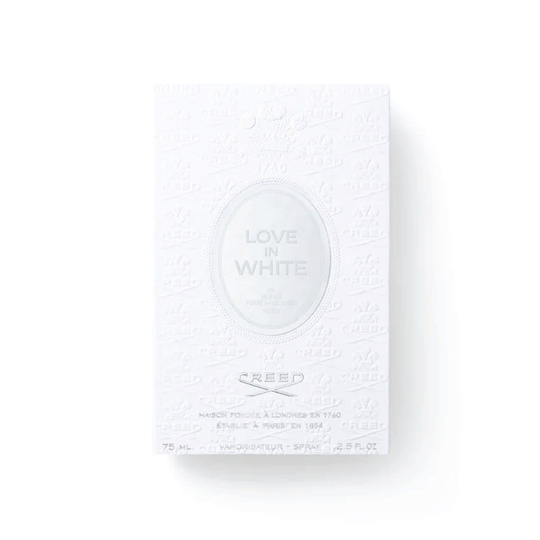 Creed Love In White 75ml for sale white perfume bottle with silver bow and embossed logo