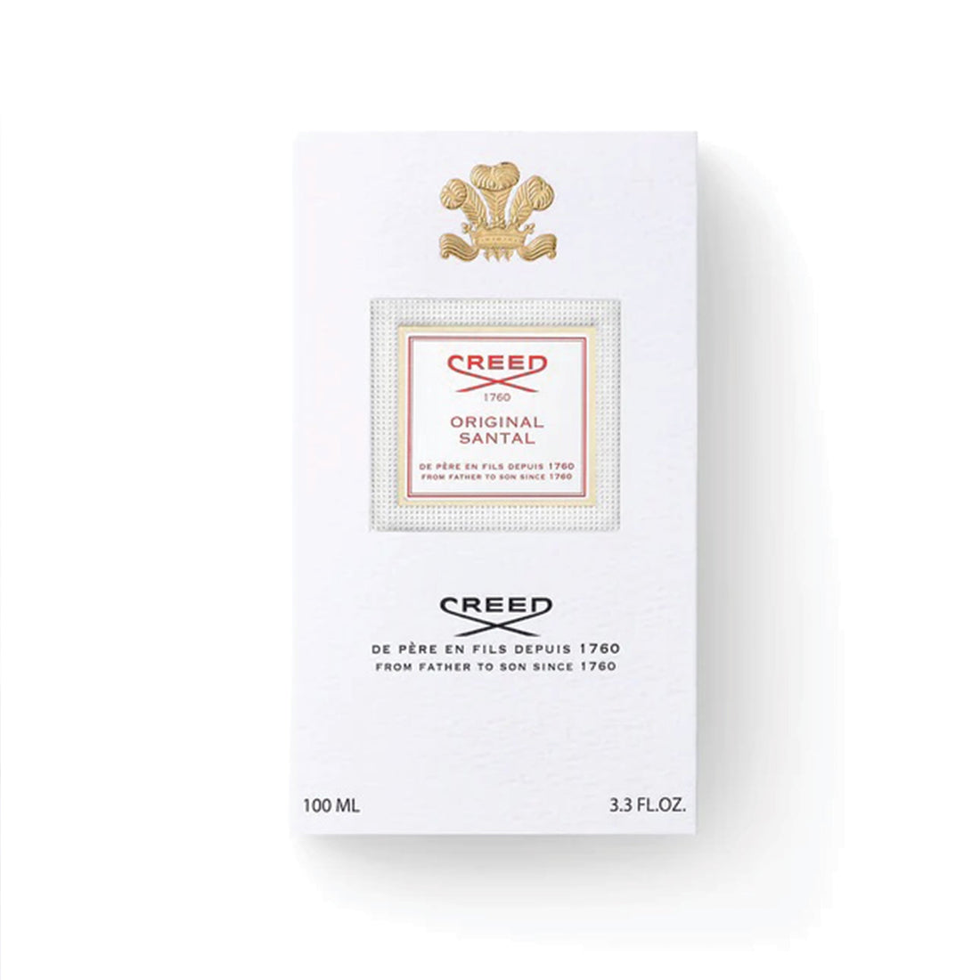 Creed Original Santal 100ml perfume bottle with gradient red and clear glass design
