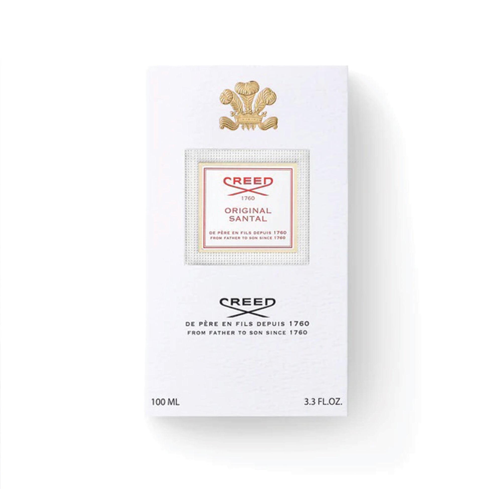 Creed Original Santal 100ml perfume box with white and gold design and classic branding