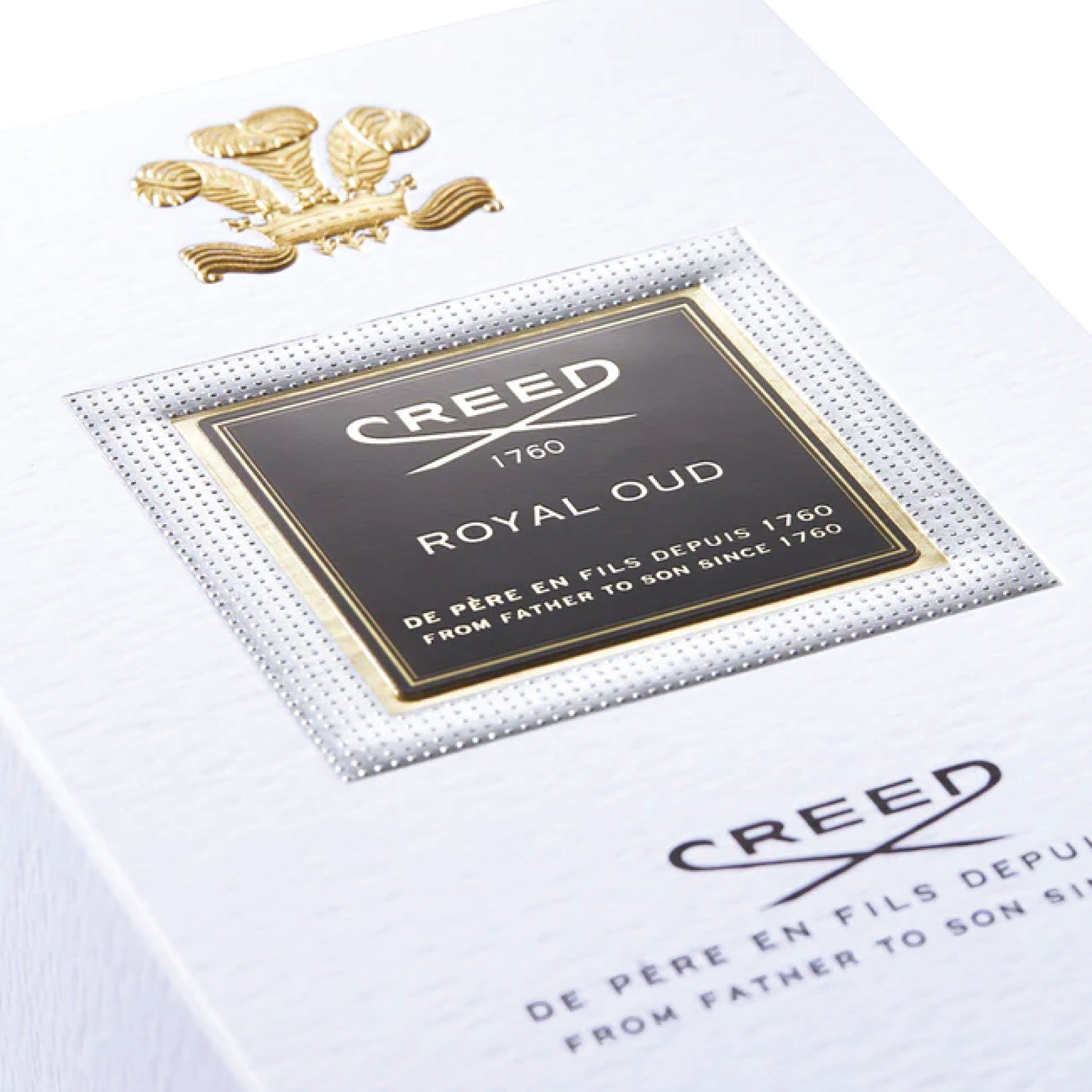Creed Royal Oud perfume 100ml luxury fragrance box with gold and black detailing