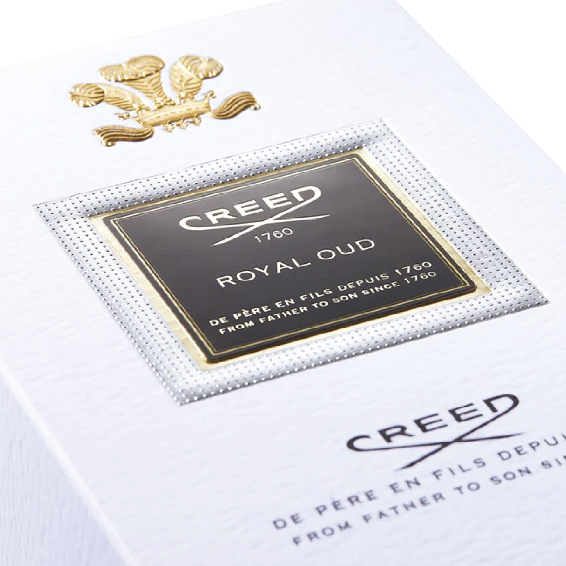 Creed Royal Oud perfume 100ml luxury fragrance box with gold and black detailing