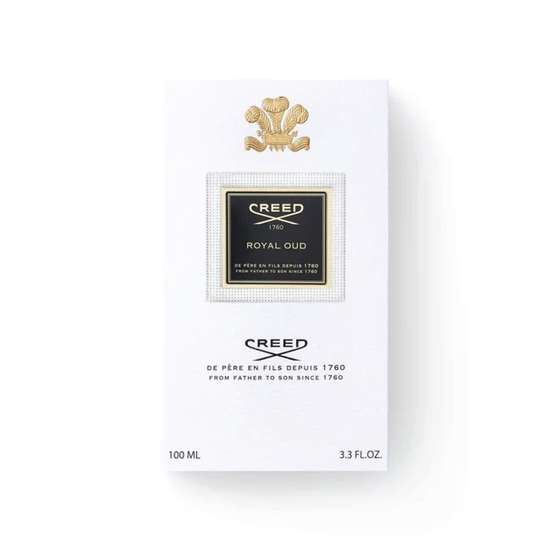 Creed Royal Oud perfume 100ml elegant clear bottle with black label and cap