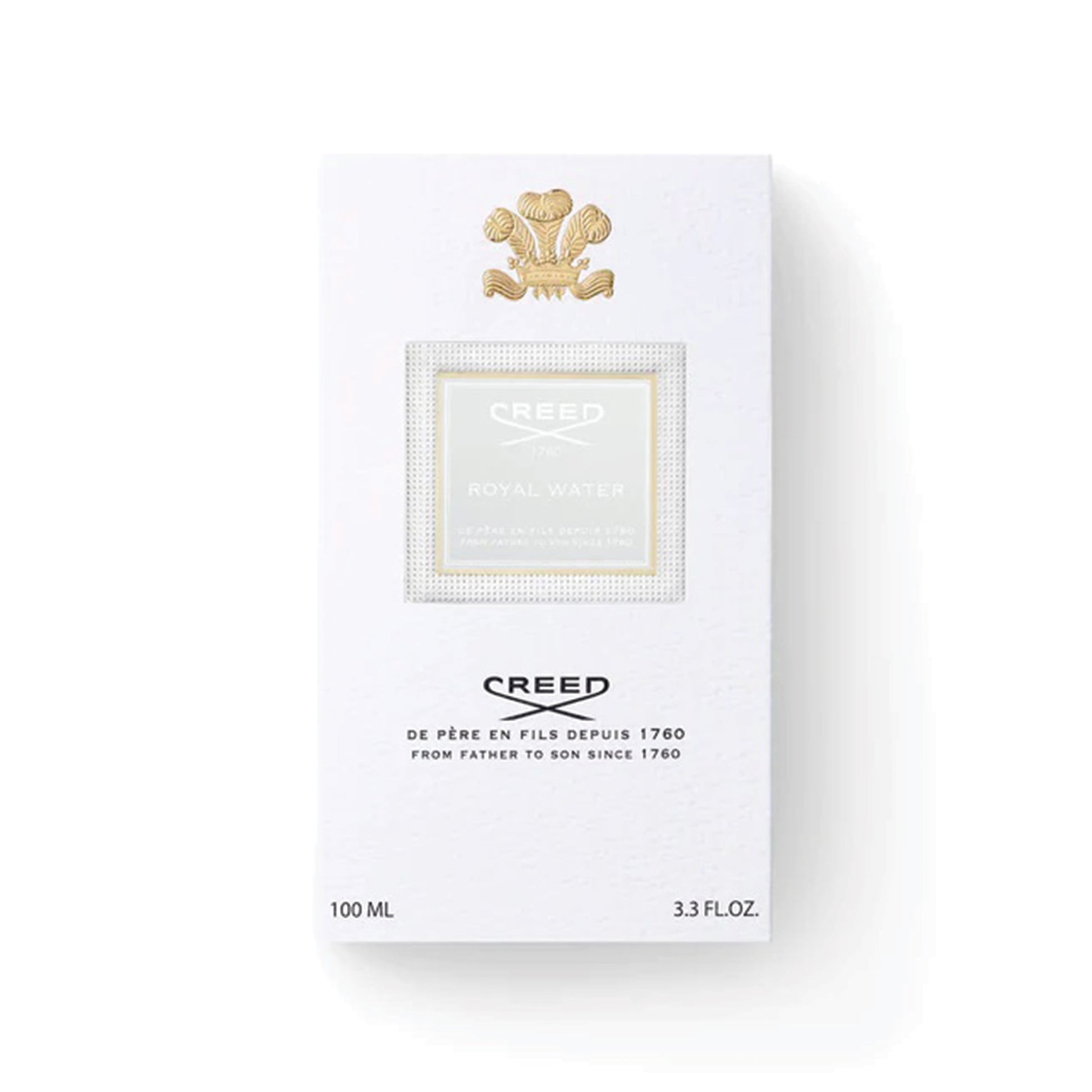 Creed Royal Water 100ml perfume in elegant white and gold packaging with classic branding