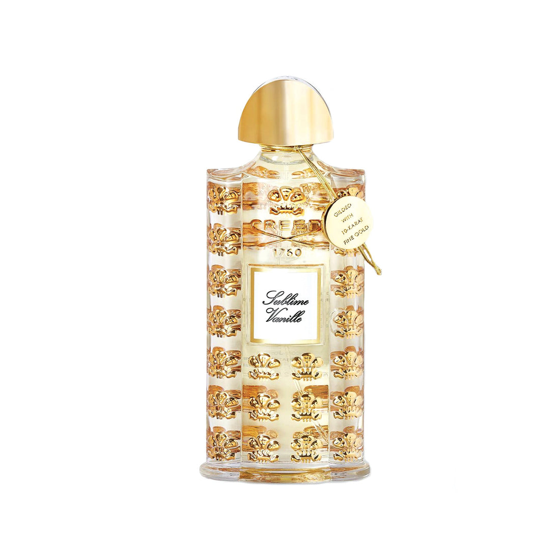 Creed Sublime Vanille niche perfume bottle with gold accents and elegant design