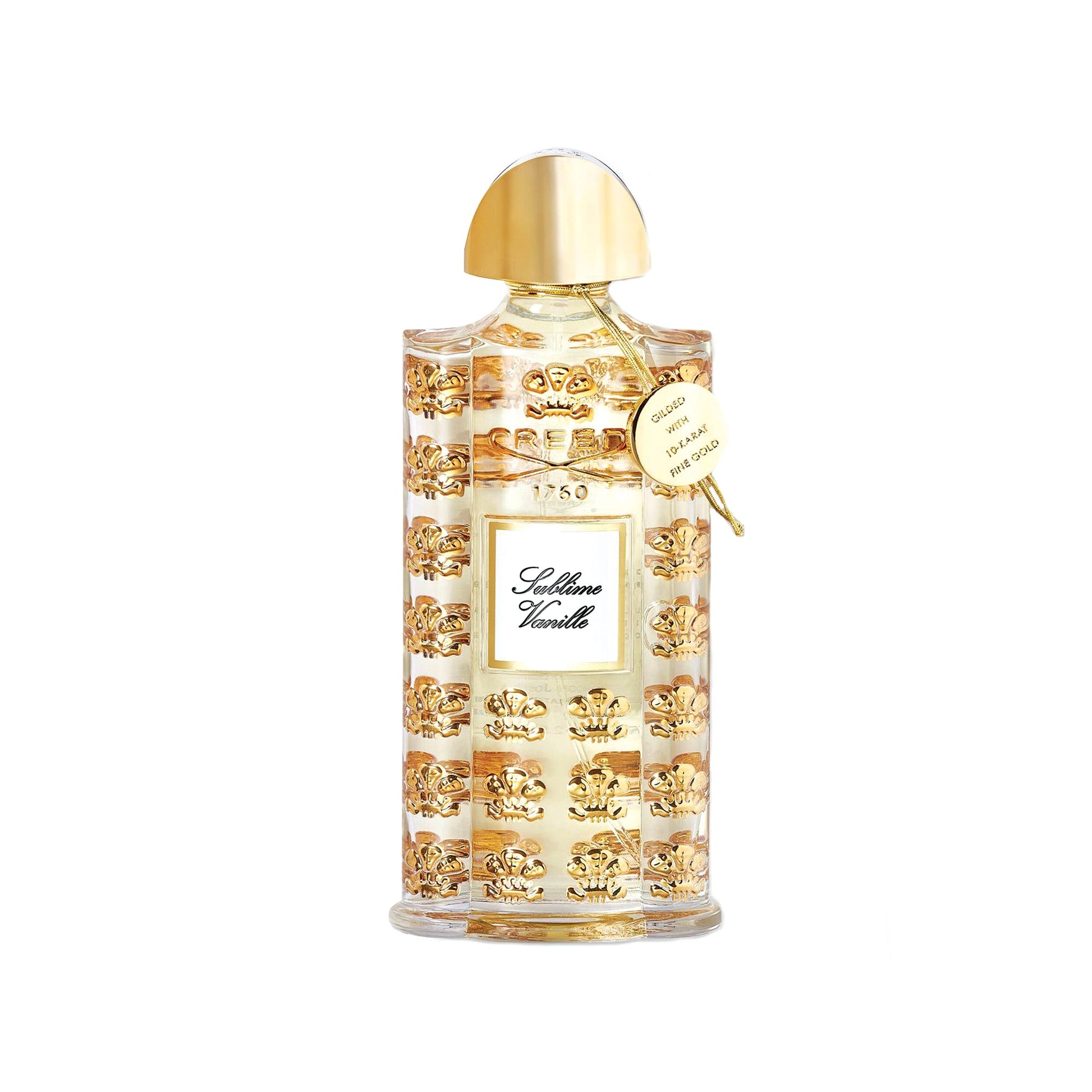 Creed Sublime Vanille niche perfume bottle with gold accents and elegant design