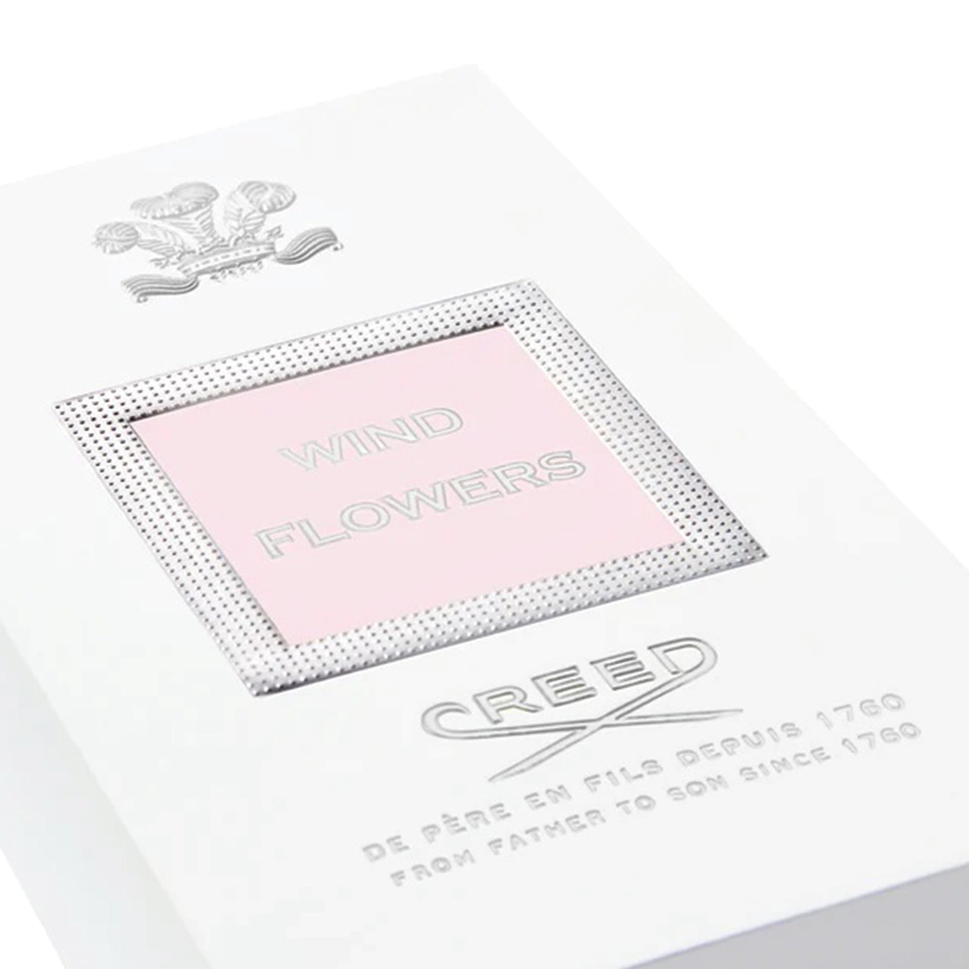 Creed Wind Flowers perfume 75ml white and pink elegant packaging with silver accents