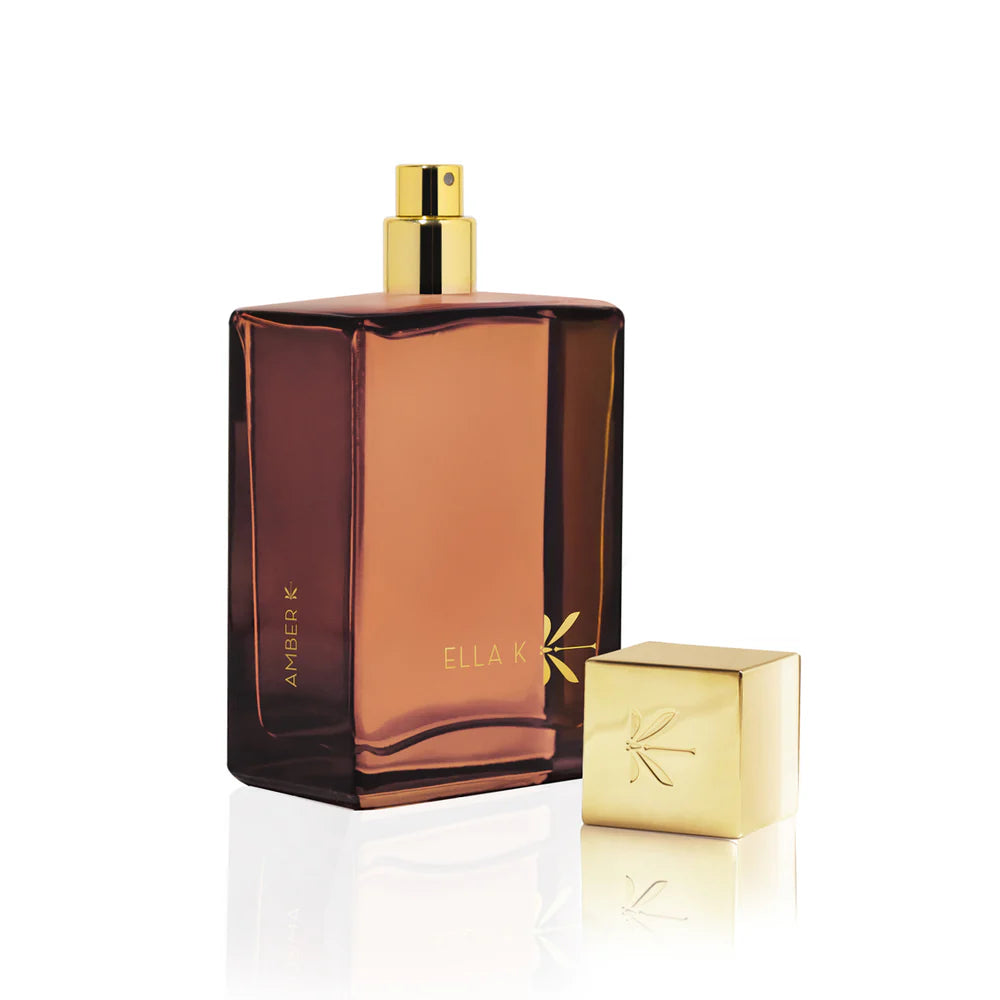 ELLA K Amber K perfume 100ml in a stylish amber bottle with a gold cap for a luxurious fragrance experience