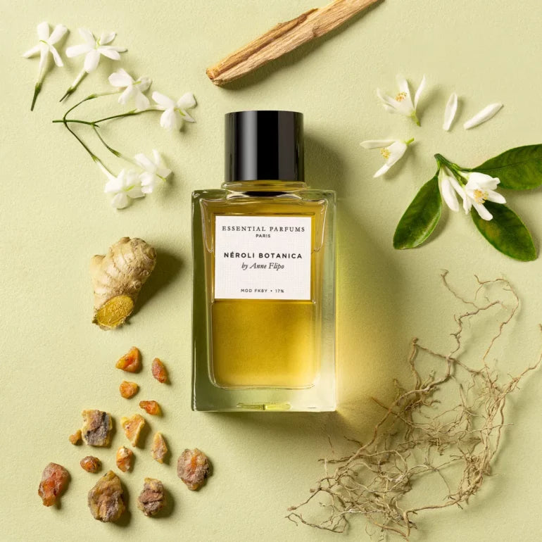 Essential Parfums Neroli Botanica 100ml perfume bottle with clear glass and black cap