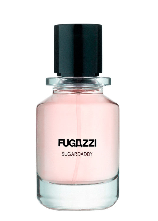Fugazzi Sugardaddy Extrait De Parfum in a sleek glass bottle with a black cap