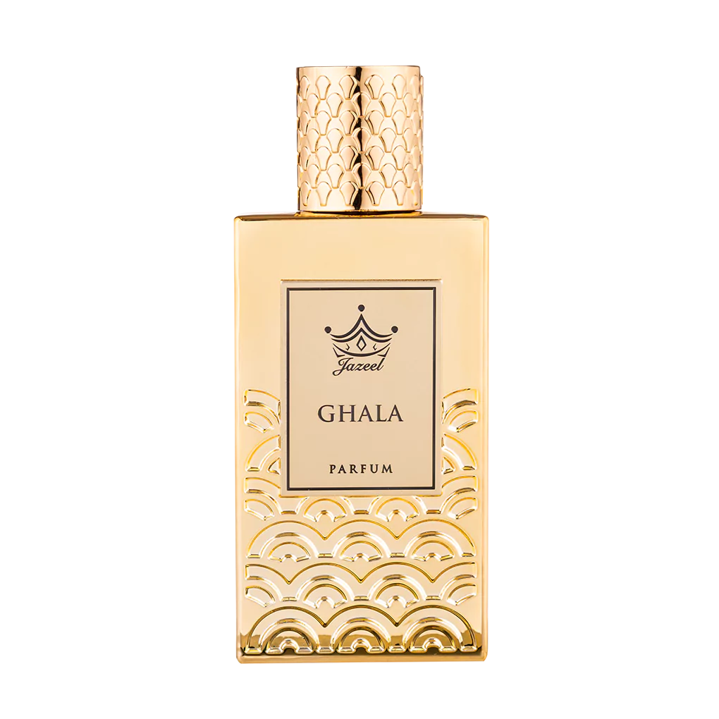 Jazeel Ghala Eau de Parfum for men and women in a stylish gold bottle with elegant design