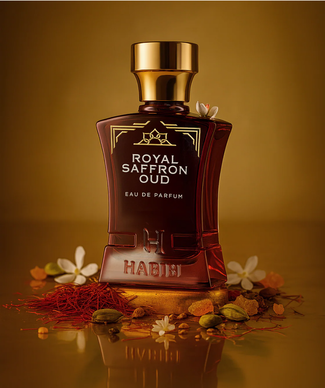 HABIBI NEW YORK Royal Saffron Oud perfume bottle and box Emirati oud perfume for men and women