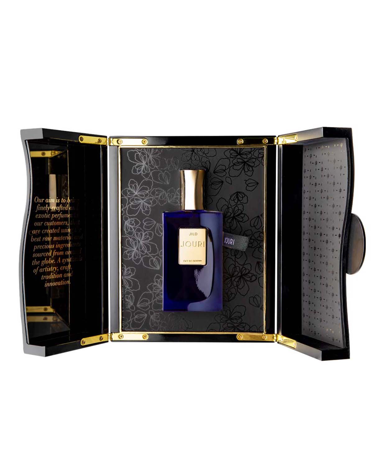 Jouri Jild EDP 50ml perfume bottle in elegant black and gold floral gift box
