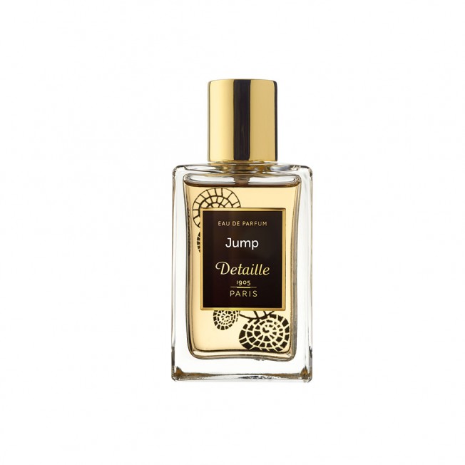 Detaille Jump 50ml eau de parfum in elegant clear glass bottle with gold cap and decorative label