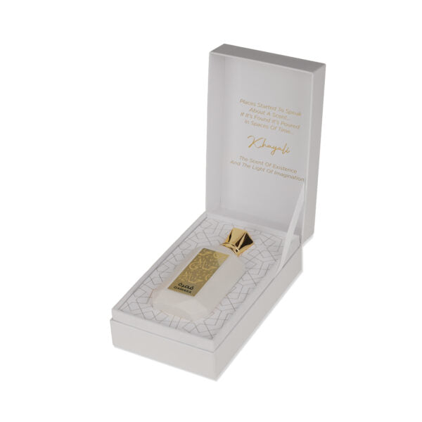 KHAYALI Qamara EDP 100ml in elegant packaging with gold accents for a luxurious fragrance experience