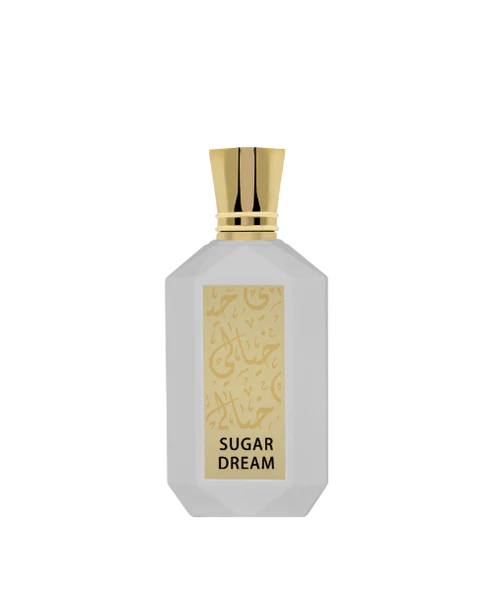 Khayali Sugar Dream perfume in a decorative bottle with a gold cap for a sweet fragrance experience