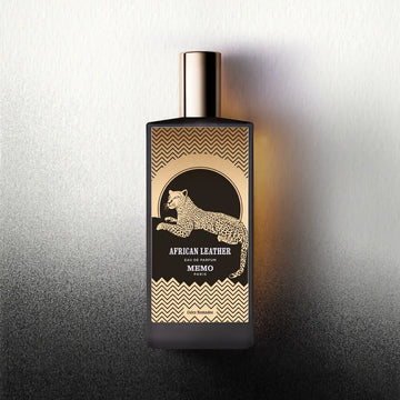 Memo African Leather perfume Dubai in elegant bottle featuring a leopard design and gold accents