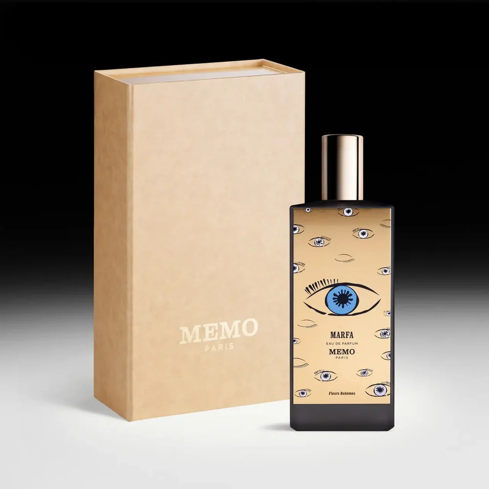 Memo Marfa Eau de Parfum 75ml featuring an eye-catching bottle design with vibrant colors