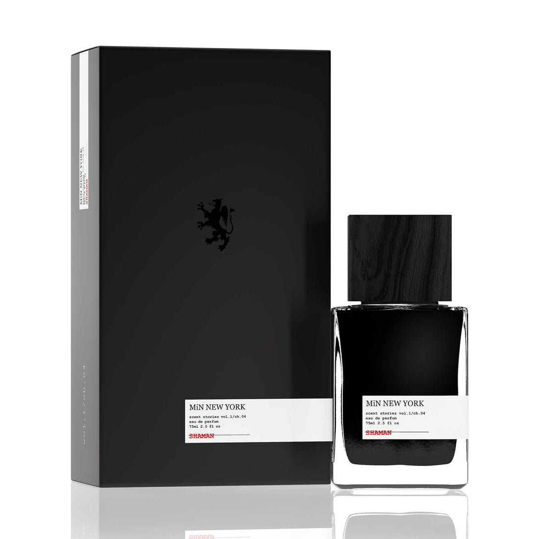 MiN NEW YORK Shaman 75ml niche perfume in a black and white elegant bottle with matching box