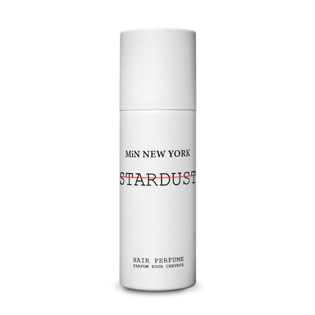 MiN NEW YORK Stardust hair perfume in a sleek white cylindrical bottle for fragrance