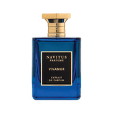 Navitus Perfumes VIVAMOR extrait de parfum in a blue glass bottle with gold cap and label