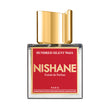 Nishane Hundred Silent Ways perfume bottle with red label and gold cap in clear glass container