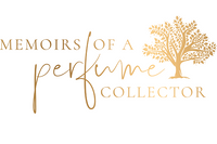 Memoirs of a Perfume Collector logo with elegant gold text and tree symbol Origins Of The Collector perfume