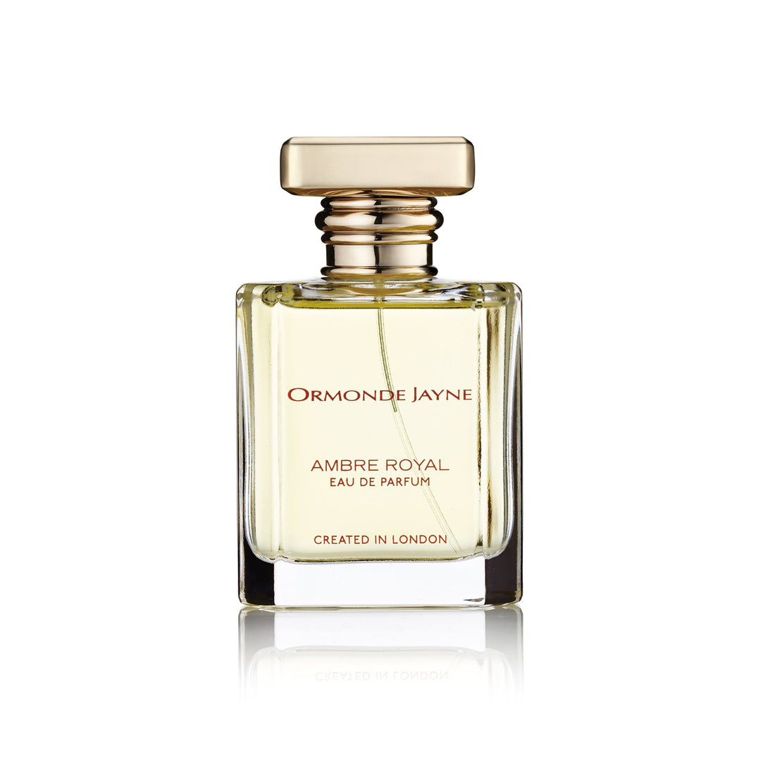 Ormonde Jayne Ambre Royal 50ml perfume bottle with gold cap and clear glass design