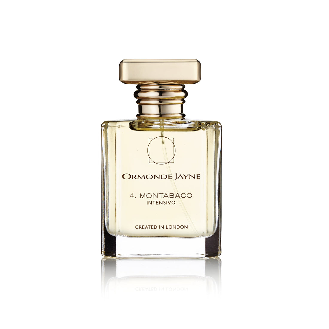 Ormonde Jayne Montabaco Intensivo 50ml perfume bottle with elegant gold cap and clear glass design