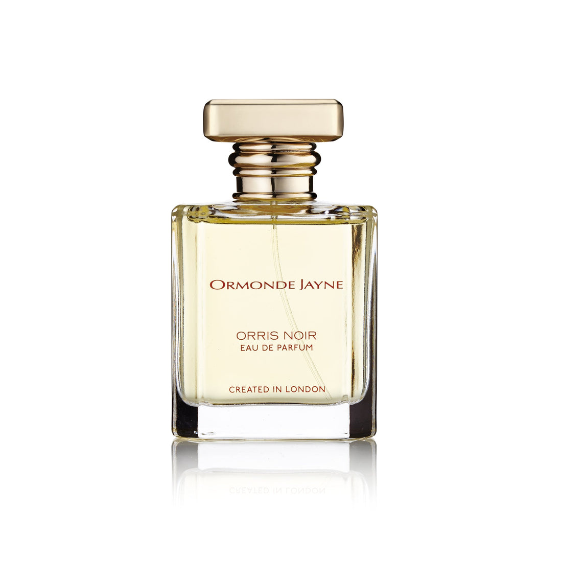 Ormonde Jayne Orris Noir 50ml perfume bottle with gold cap and clear glass packaging